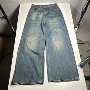 Unbranded Jeans 29x30 Baggy Wide Leg High Rise Y2K Faded Wash D Ring NWOT